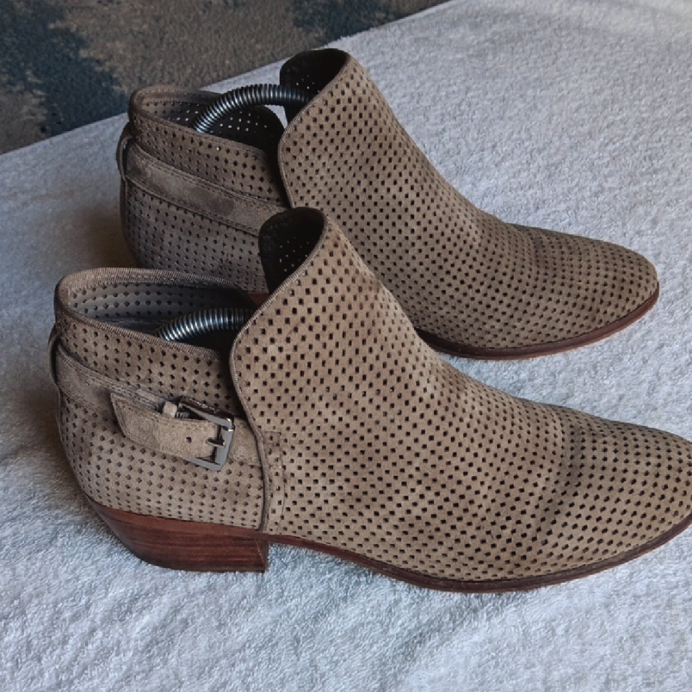 Sam Edelman Paula Perforated Suede Heeled Booties